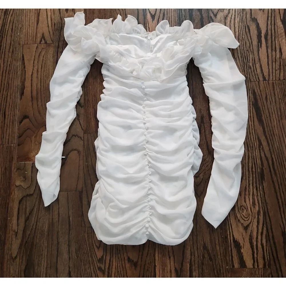Elegant White Mini Dress Size S NWOT